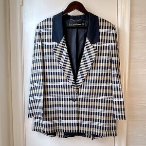Vintage Louis Ferraud Linen Blazer Navy
